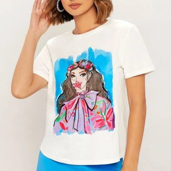Contemporary On trend Figure Graphic Tee shirt top - Picture 4 of 5